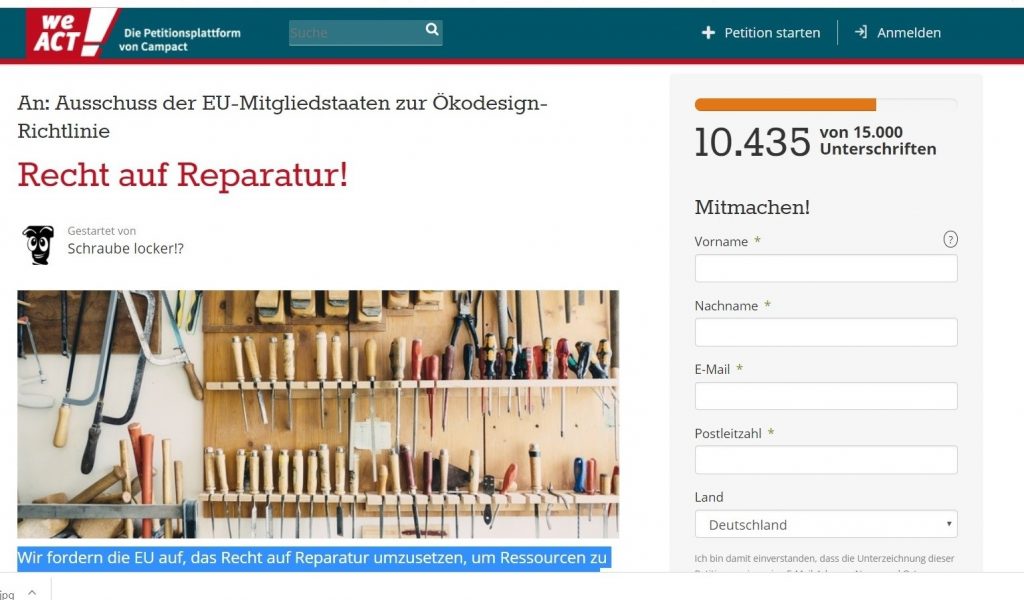 Mitmachen Kampagne F R Ein Recht Auf Reparatur Gestartet Runder